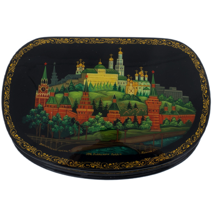 Шкатулка "Московский Кремль" Бикина, Палех
