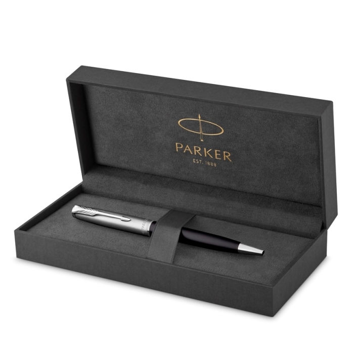 Шариковая ручка Parker Sonnet Entry Point Black Steel CT в подарочной упаковке.