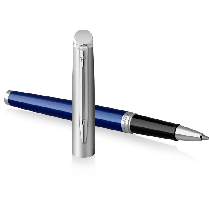 Ручка-роллер Waterman Hemisphere Entry Point Stainless Steel with Blue Lacquer в подарочной упаковке.