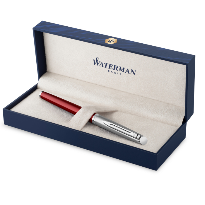 Перьевая ручка Waterman Hemisphere Entry Point Stainless Steel with Red Lacquer в подарочной упаковке.