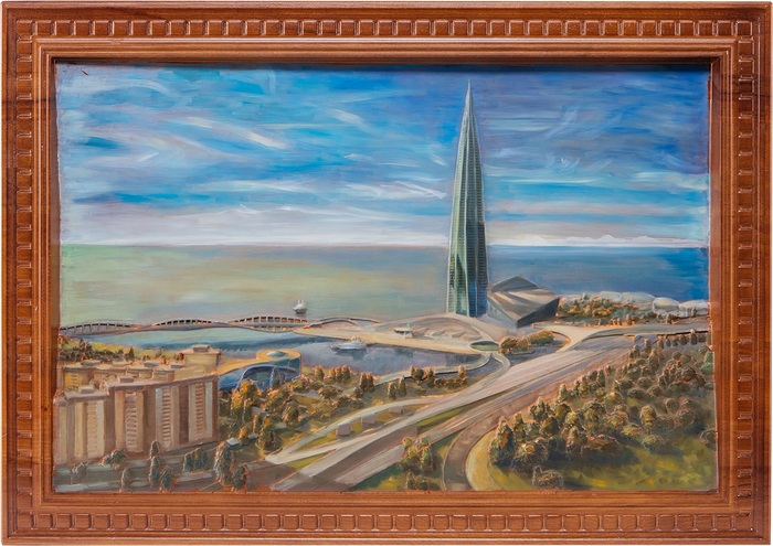 Панно из бука "Лахта Центр"