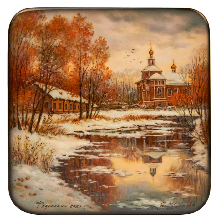 Шкатулка "Ноябрь" Карпова, Федоскино