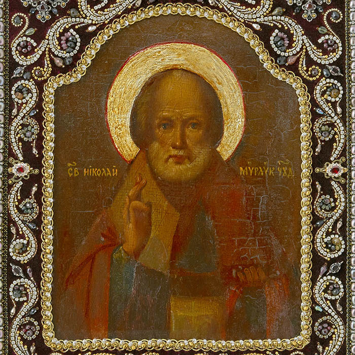 Вышитая икона "Святитель Николай Чудотворец"