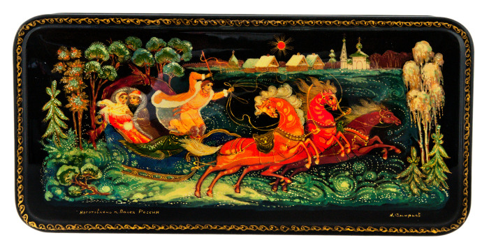 Шкатулка "Тройка" А. Смирнов, Палех