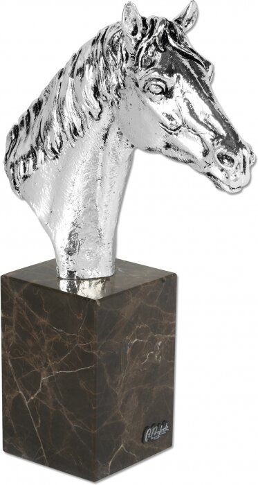 Скульптура "Голова лошади. Бюст" посеребрение (Horse head, bust, silvering)