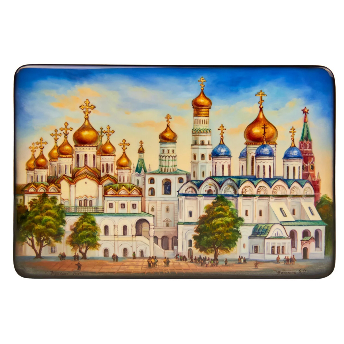 Шкатулка "Соборы Московского Кремля" Копалина, Федоскино