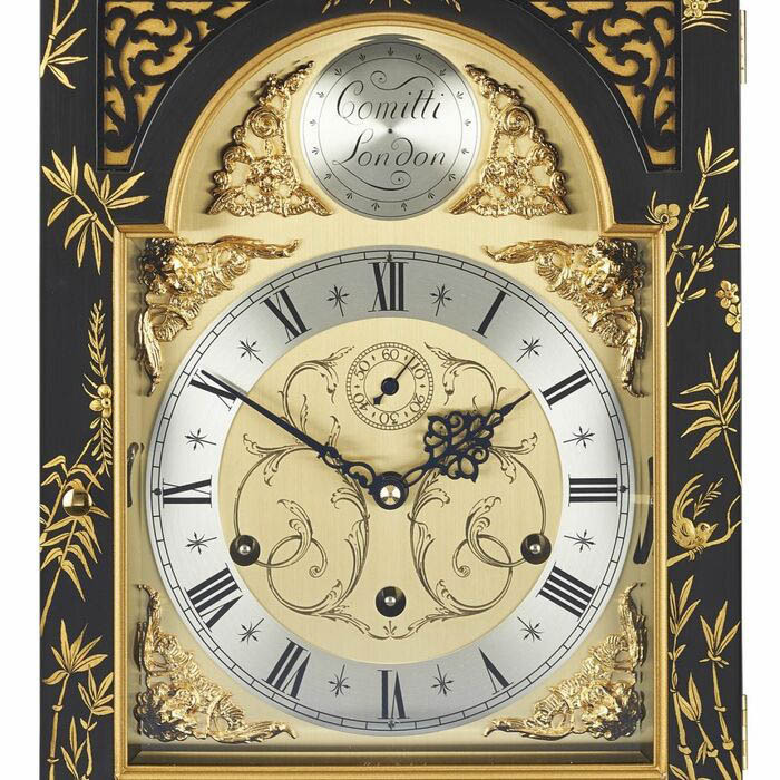 Каминные часы "Comitti Queen Anne in Chinoiserie Tiger Artwork" черные