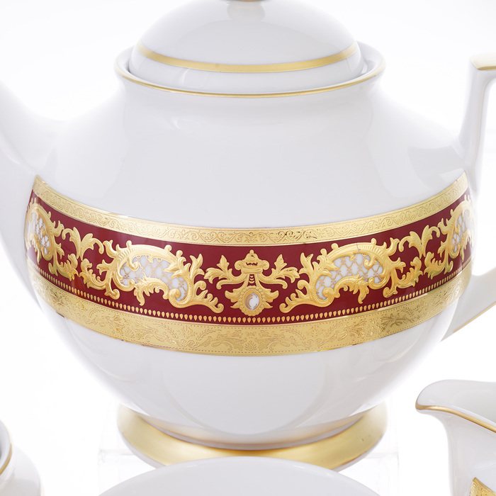 Чайный сервиз Alena 3D Bordeaux Gold Constanza на 6 персон, 17 предметов