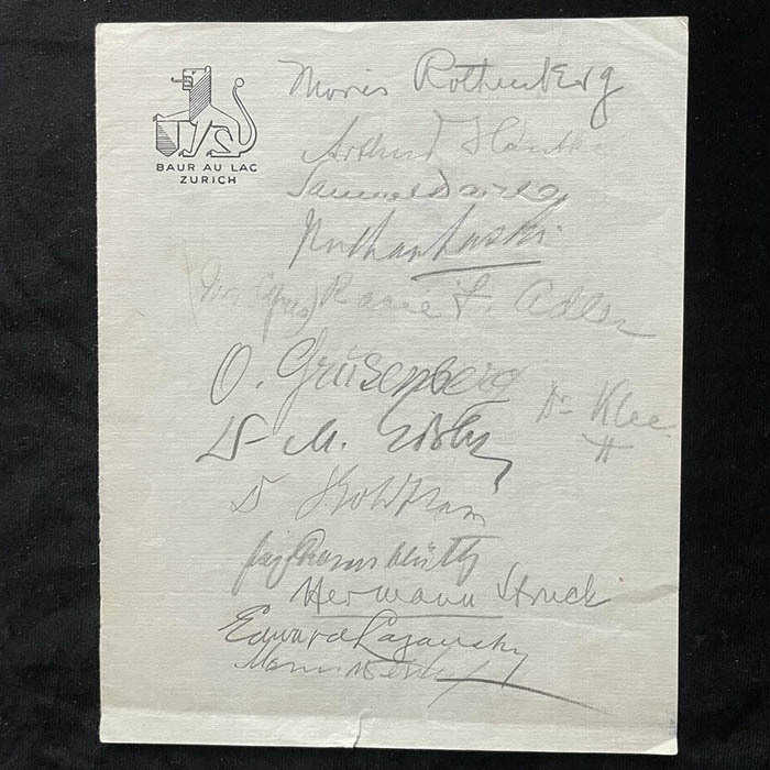 Документ с автографами участников сионистского конгресса 1929 г.