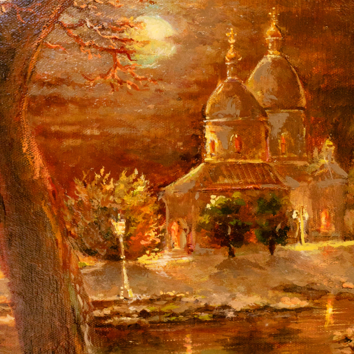 Авторская картина маслом "Ночь перед рождеством"