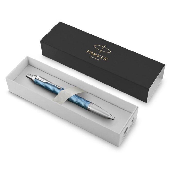 Шариковая ручка Parker IM Premium K318 Blue Grey CT в подарочной упаковке.