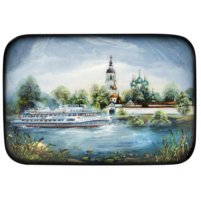 Шкатулка "Волга. Ярославль" Копалина, Федоскино