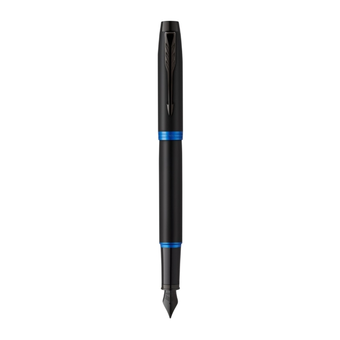 Ручка перьевая Parker IM Vibrant Rings Flame Blue в подарочной упаковке.