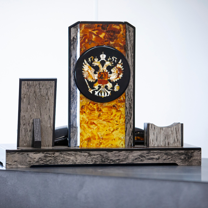 Письменный набор из березы и янтаря "Стандарт", коричневый