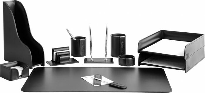 Настольный набор "Business Cuoietto" (цвет Black, 11 предметов)