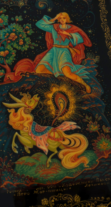 Шкатулка "Перо жар-птицы" Логинова, Палех