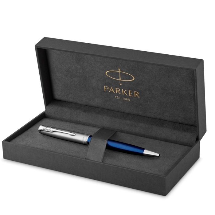 Шариковая ручка Parker Sonnet Entry Point Blue Stee CT в подарочной упаковке.