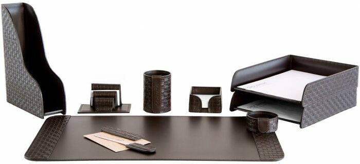 Настольный набор "Business Treccia/Cuoietto" (цвет Choco, 9 предметов)