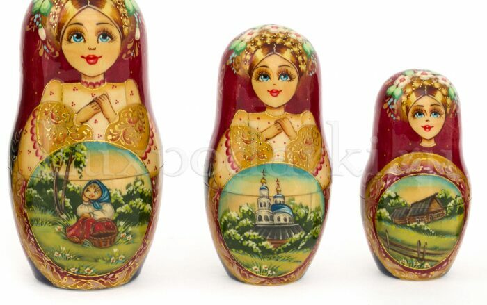 Матрешка на 15 мест "Русская красавица" 33 см
