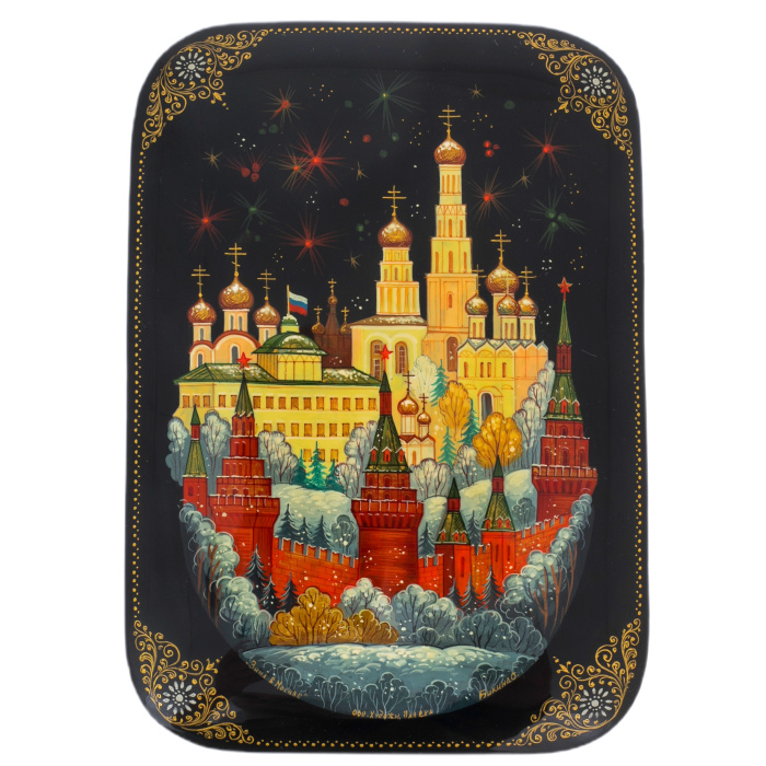 Шкатулка "Зимняя Москва" Бикина, Палех