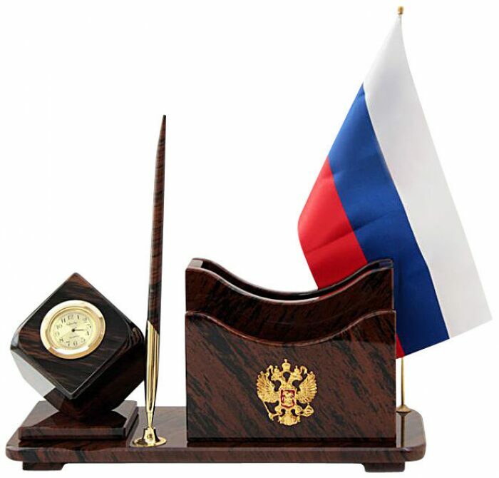 Письменный набор из обсидиана "Флаг"