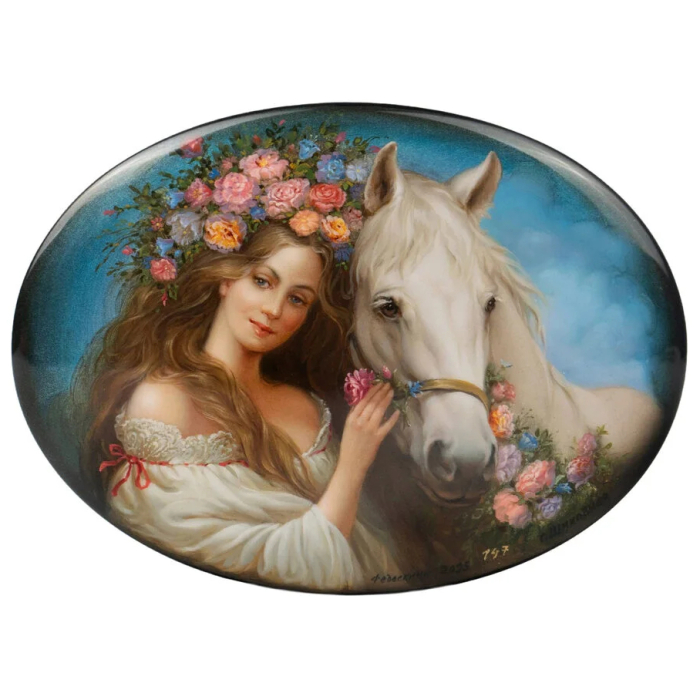 Шкатулка "Идиллия" Шиковная, Федоскино
