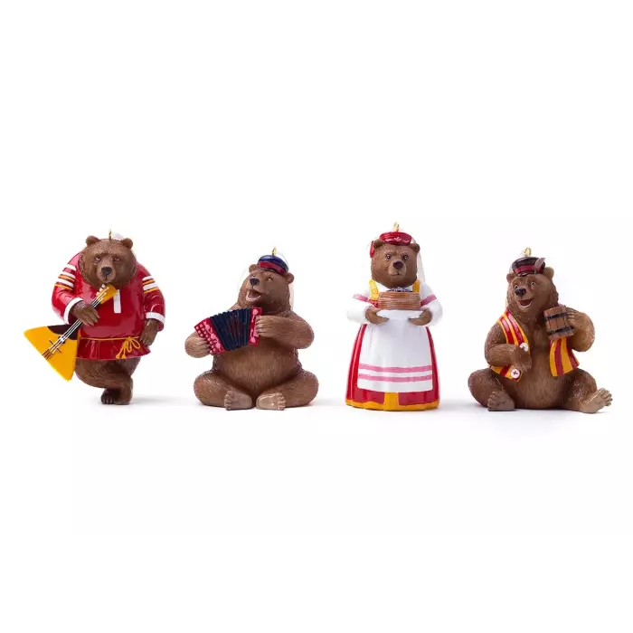 Набор елочных игрушек "Мишки в деревне. Том 4" 4шт