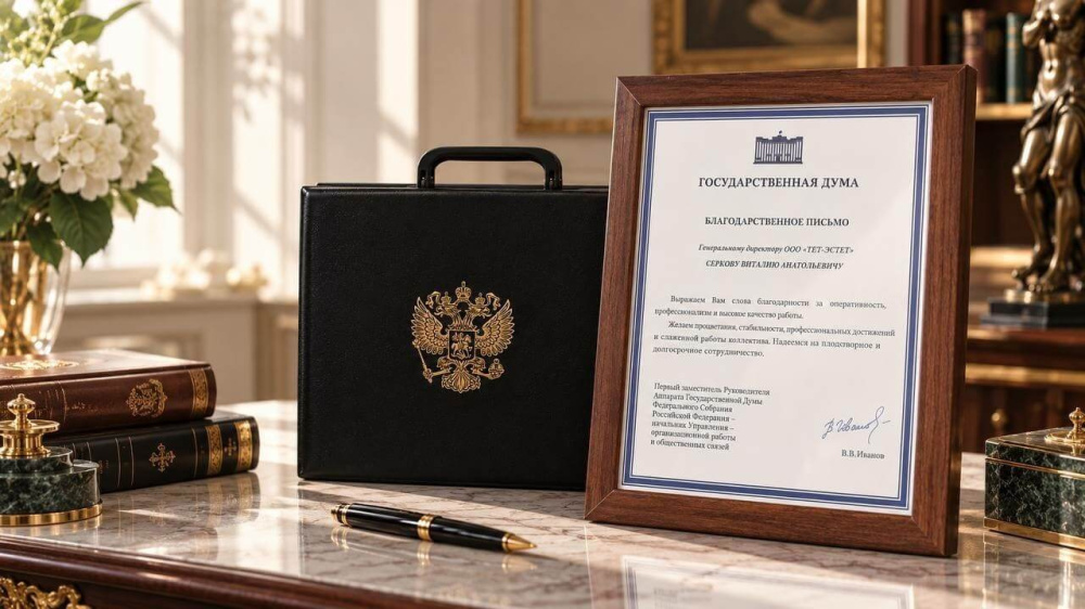 Компания Tet-Estet получила благодарность от Государственной Думы