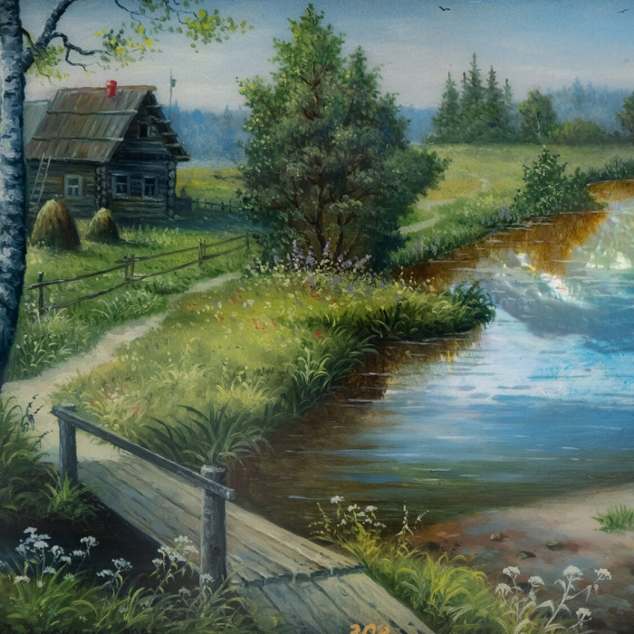 Шкатулка "Пейзаж" Митусов, Федоскино