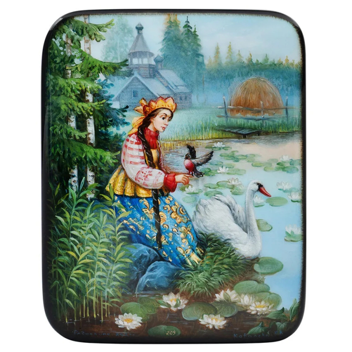 Шкатулка "Аленушка" Ковалева, Федоскино