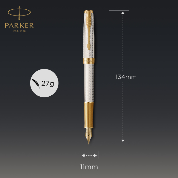 Перьевая ручка Parker Sonnet Silver Mistral GT, в подарочной упаковке