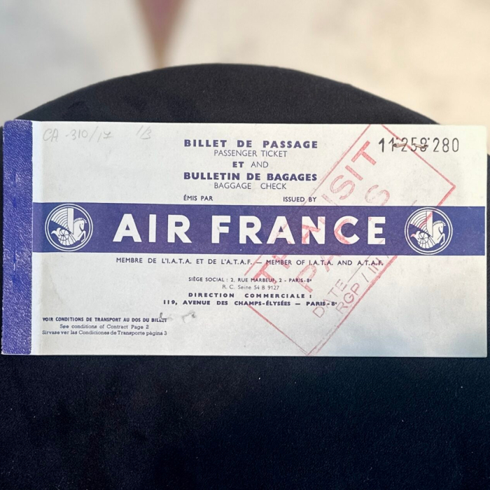 Пассажирский билет авиакомпании "Air France", 1958 год