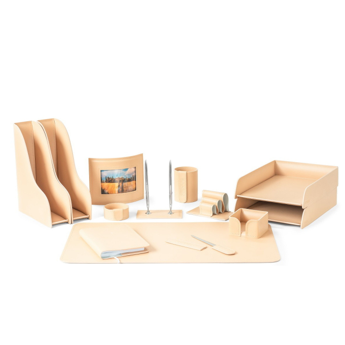 Настольный набор "Business Cuoietto" naturale, 13 предметов