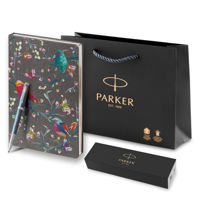 Подарочный набор: ручка роллер Parker IM Premium T318 Blue Grey CT F с ежедневником