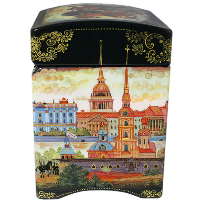 Шкатулка "Санкт-Петербург. Тройка" Холуй