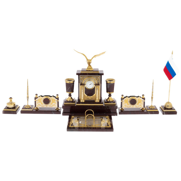 Настольный набор руководителя из яшмы "Орёл"