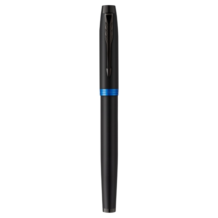 Ручка перьевая Parker IM Vibrant Rings Flame Blue в подарочной упаковке.