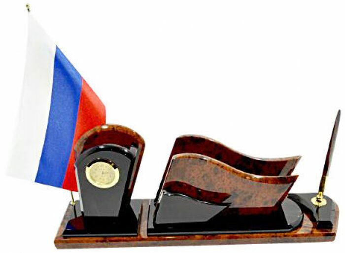 Письменный набор "Флаг" из обсидиана