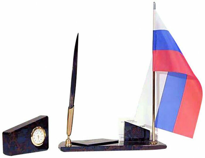 Письменный набор "Графит" из обсидиана