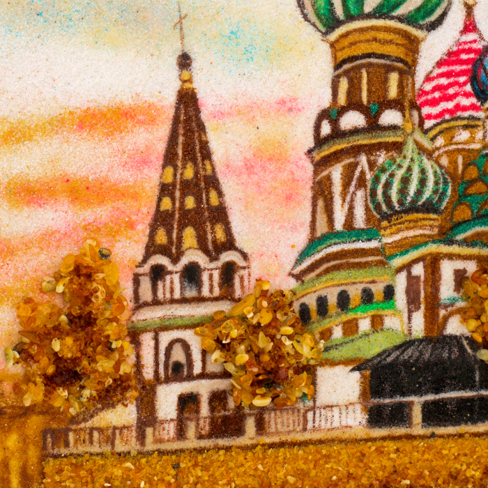 Картина из янтаря "Москва. Собор Василия Блаженного"