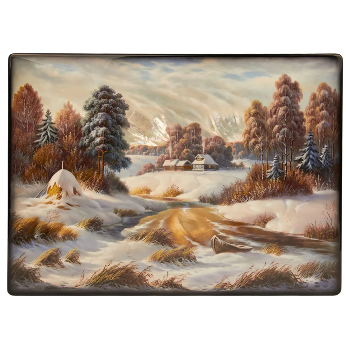 Шкатулка "Зимний пейзаж" Симонов, Федоскино