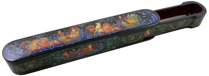 Шкатулка для украшений "Русская тройка" Палех