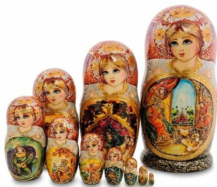 Матрешка "Золотой петушок" 10шт