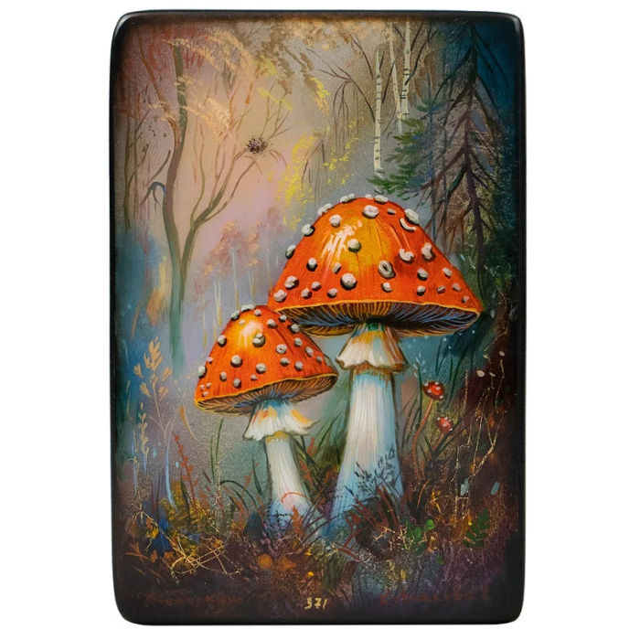 Шкатулка "Мухоморы" Корсакова, Федоскино