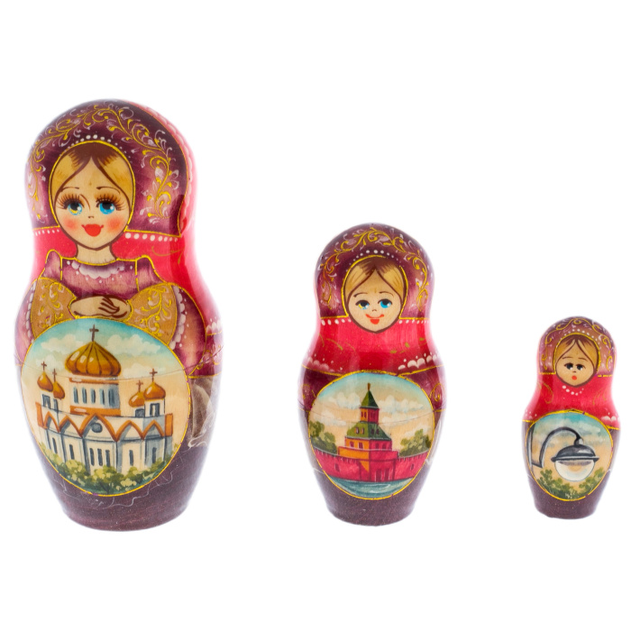 Матрешка из липы "Москва ХВБ" на 5 мест