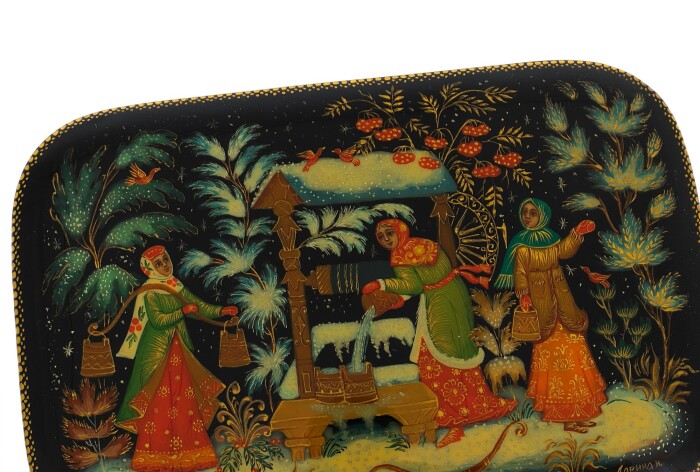 Шкатулка "У колодца" Ларина, Палех