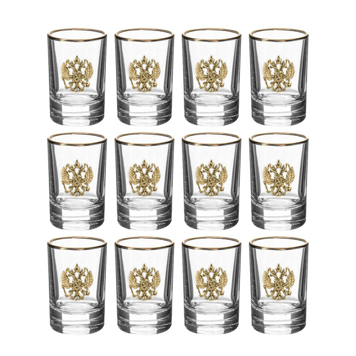 Набор для водки "Герб" с окантовкой, на 12 персон
