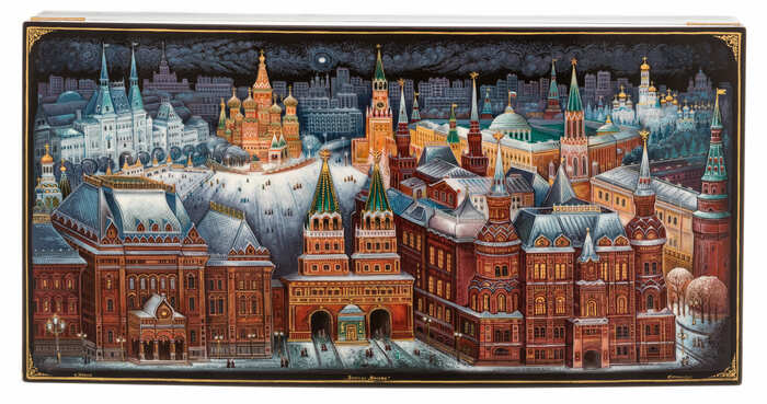 Шкатулка Холуй "Зимняя Москва"