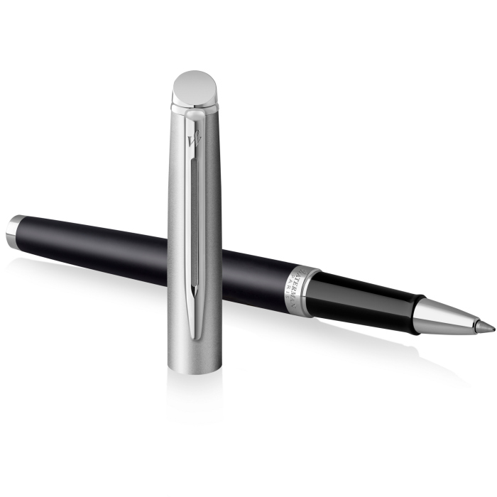 Ручка-роллер Waterman Hemisphere Entry Point Stainless Steel with Black Lacquer в подарочной упаковке.