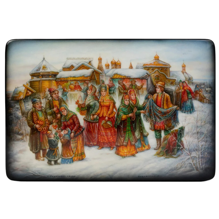 Шкатулка "Ярмарка" Буцинский, Федоскино